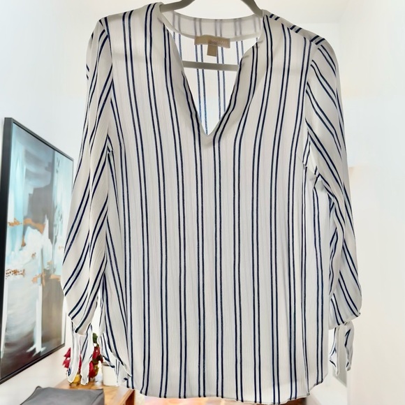 MICHAEL Michael Kors Double Striped Tie Blouse - Picture 5 of 7